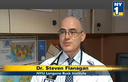 Rusk Institute Director Steven Flanagan, MD, appeared on camera to praise the work of the IASC for the Rusk kids
