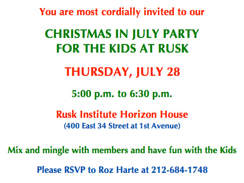 Christmas in July Party for the Kids at Rusk, Thursday, July 28